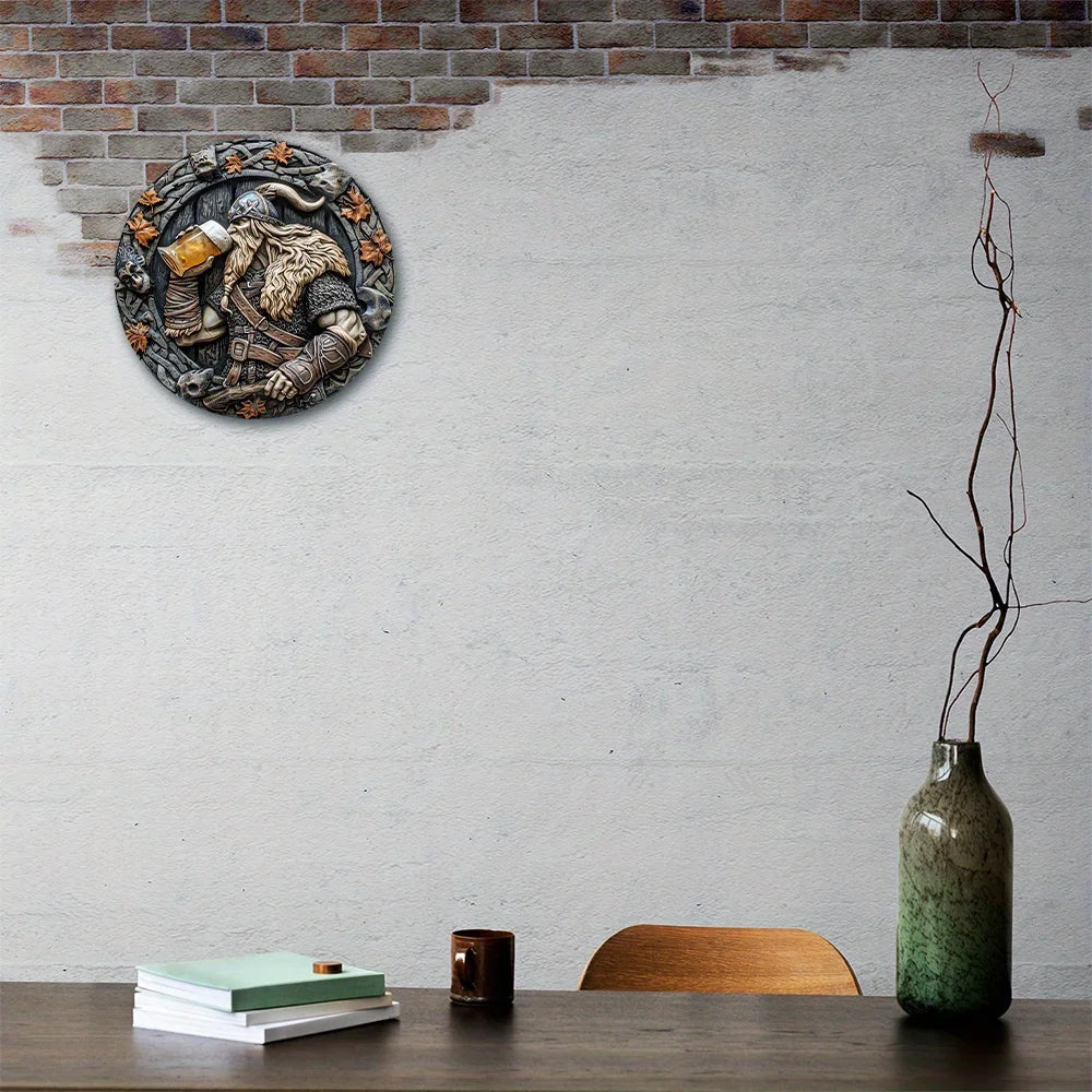 Viking Warrior 8X8" Aluminum Sign - Durable, 2D Effect Metal Wall Art For Home, Garden, Bedroom & Garage Decor - Perfect Gift Id