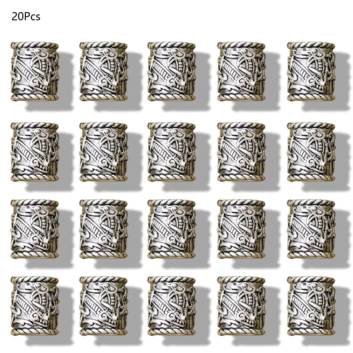 3x Norse Viking Pirate Hole Beard Bead Dreadlocks Ring Hair Braid Metal Tubes Clip Pin Dwarven Jewelry Headband Accessories