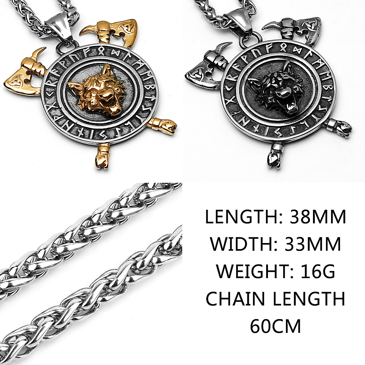 Viking Style Various Wolf Head Runes Original Stainless Steel Material Unisex Necklace Pendant Birthday Gift Factory Wholesale