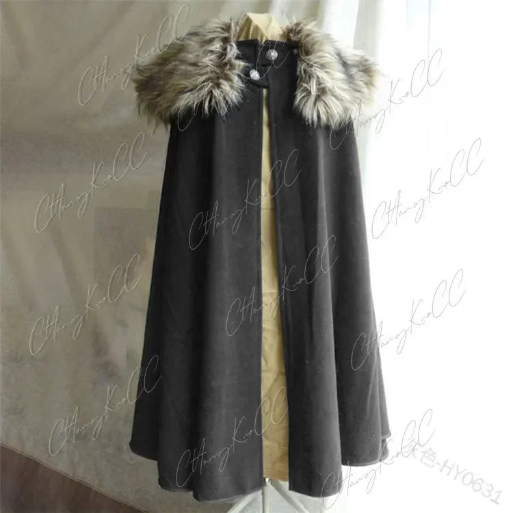 Gray furry cloak coat