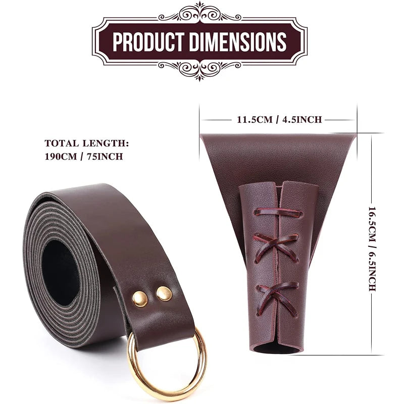 1Pc/2Pcs Halloween Medieval Knight Belt & Viking Sword Leather Case, Dagger Frog Leather Sword Belt Sword Holder, Renaissance Belt
