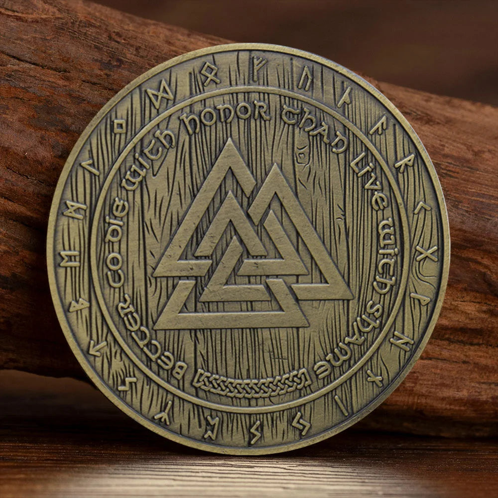 Viking Symbol Commemorative Coin Norwegian Odin Mythological Warrior Collectible Coin Nordic Souvenir Badge