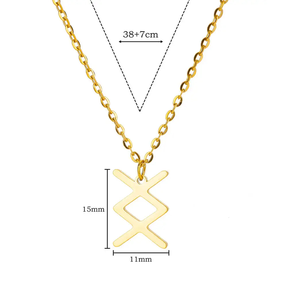 Viking Petite Rune Layering Necklace Elder Futhark Runes Feminine Delicate Norse Runic Pendants Minimalist Jewelry for Women