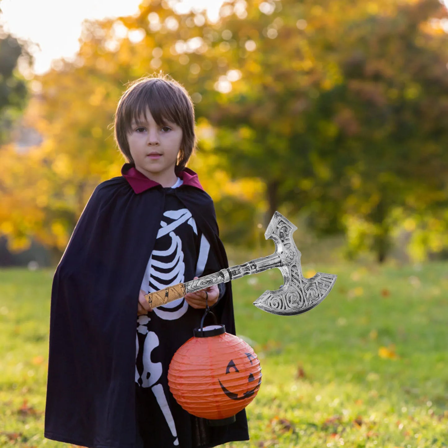 2pcs Fish Bone Ax Ornaments kids Halloween Cosplay Costume Haunted House Scary Props kids Plastic Viking Ax Toy Halloween party