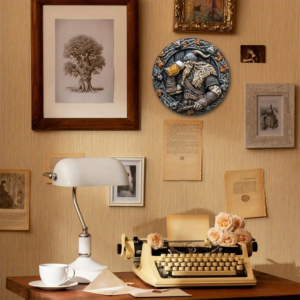 Viking Warrior 8X8" Aluminum Sign - Durable, 2D Effect Metal Wall Art For Home, Garden, Bedroom & Garage Decor - Perfect Gift Id