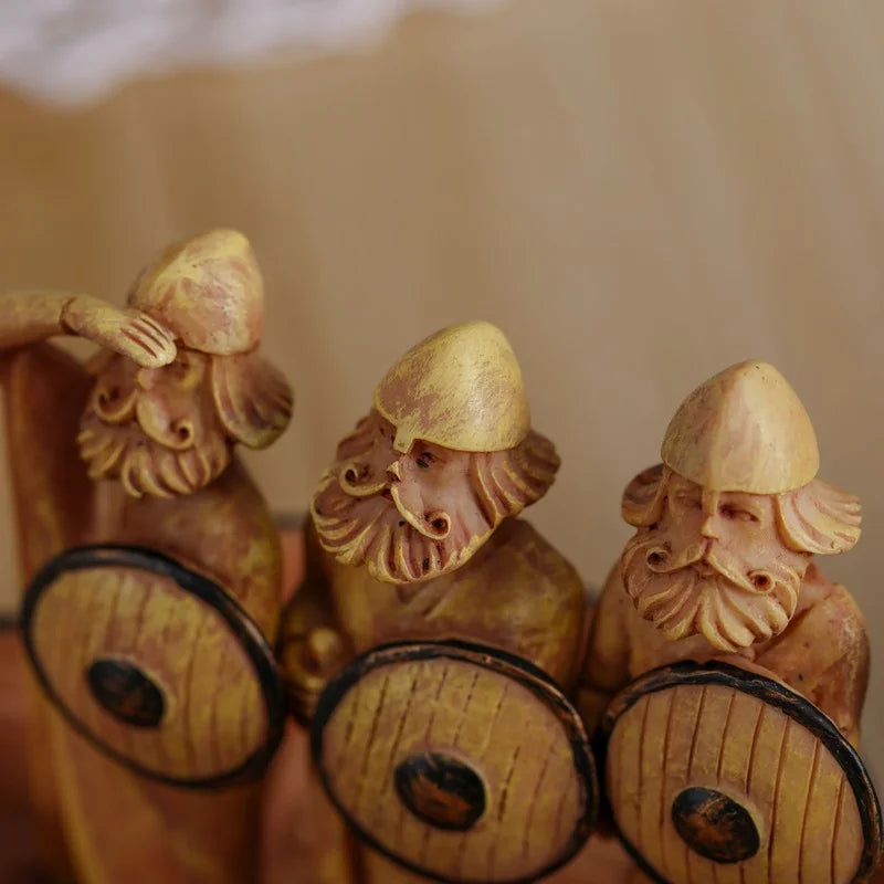 Viking Ship Soldier Resin Craft Soldier Shield Dragon Boat Creative Painted Home Retro Decoration Figurine  Antique Home Decor