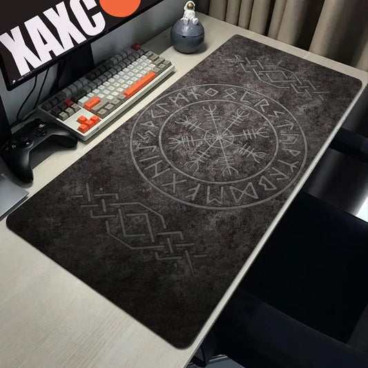 Viking-Vegvisir Logo Mousepad INS Tide Large Thickened Mouse Pad Oversized Gaming Keyboard Notebook Table Mat for PC Computer