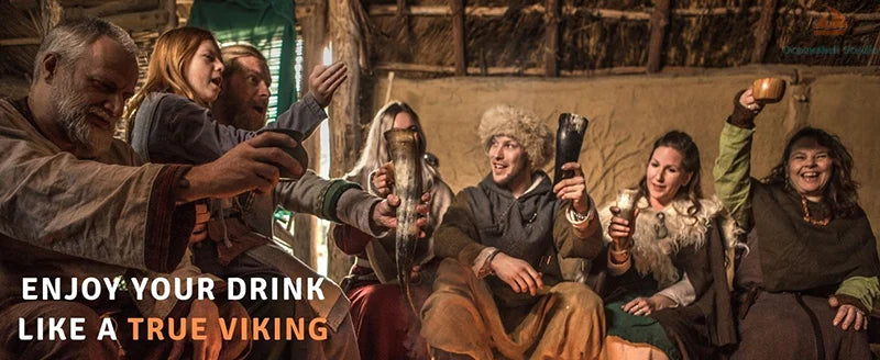 Viking Drinking Horn Mugs 380ml | Handmade Real OX Horn Cups for Ale Wine Beer Chalice Norse Tankard Vikings Style Gift for Men