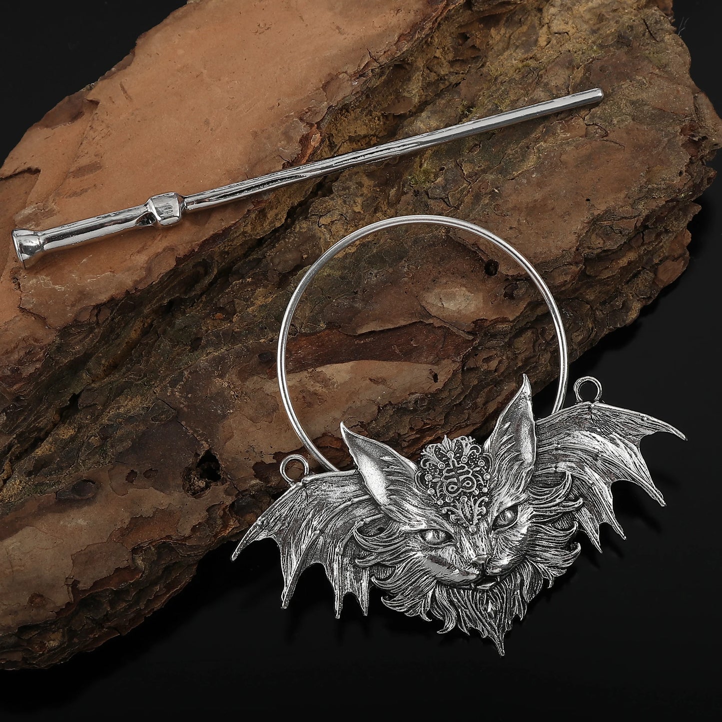 Retro Viking Gothic Bat Cat Hairpin Hair Accessory Witch Halloween Dress up Fashion Accessories Valentine's Day Mother's Day Birthday Gift