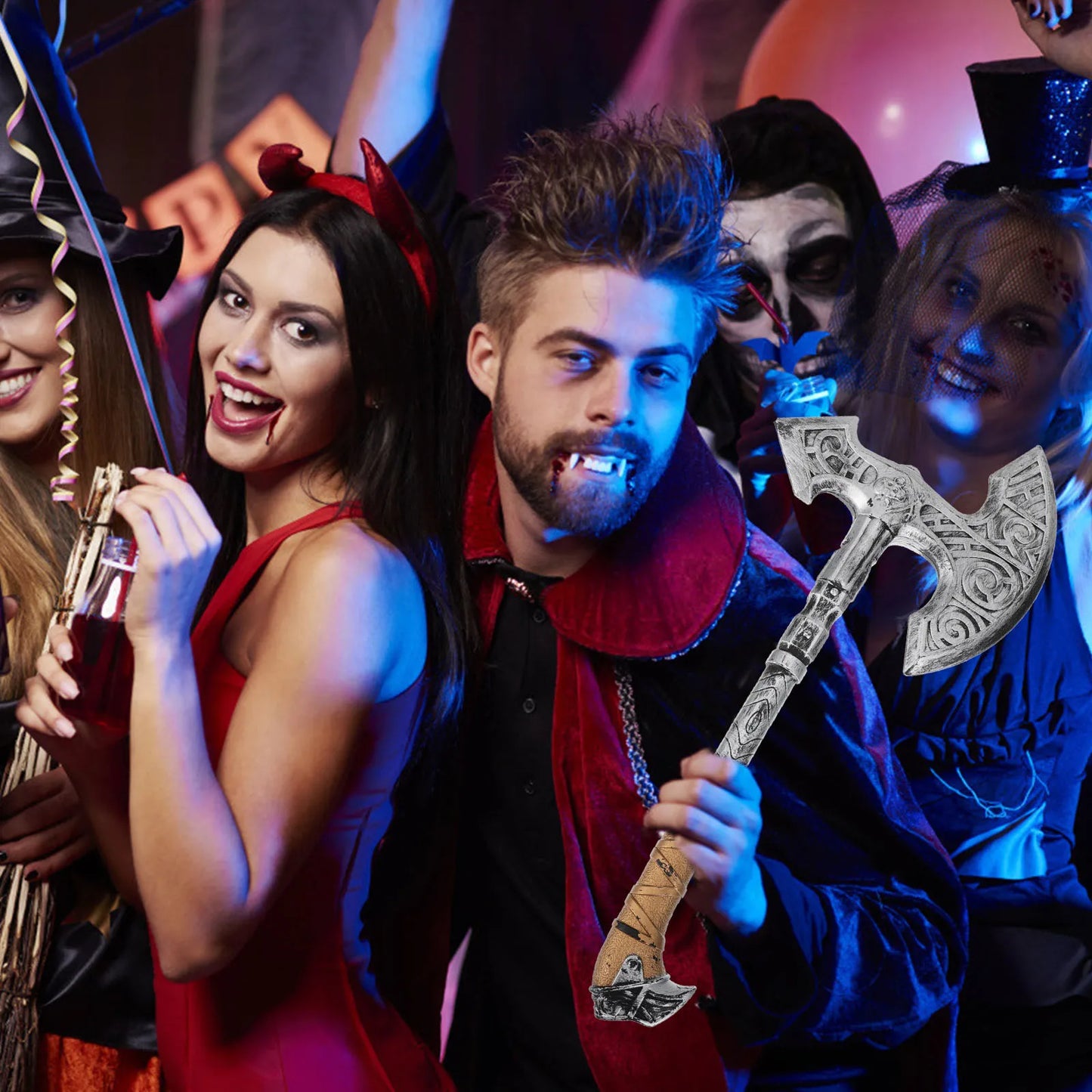 2pcs Fish Bone Ax Ornaments kids Halloween Cosplay Costume Haunted House Scary Props kids Plastic Viking Ax Toy Halloween party