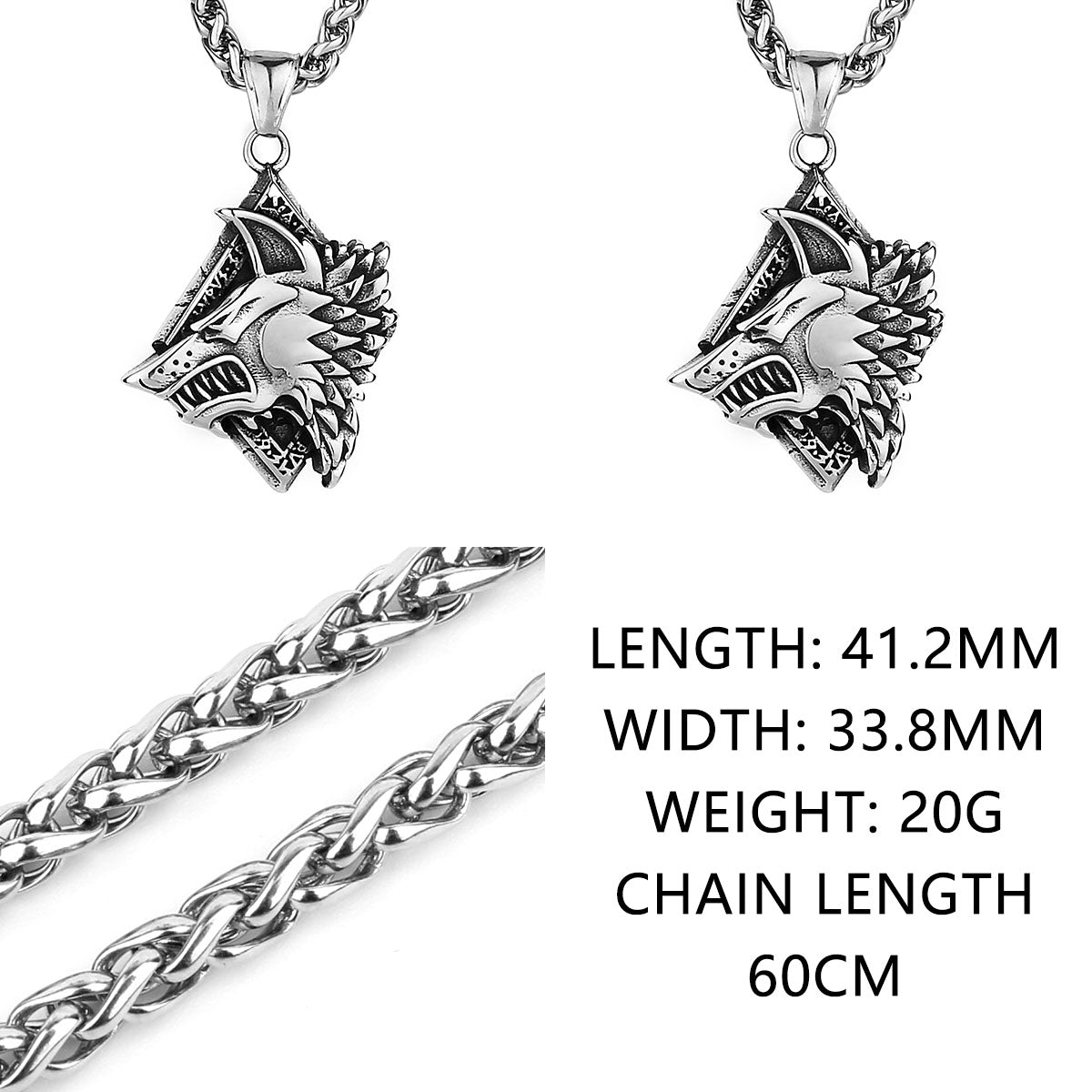 Viking Style Various Wolf Head Runes Original Stainless Steel Material Unisex Necklace Pendant Birthday Gift Factory Wholesale