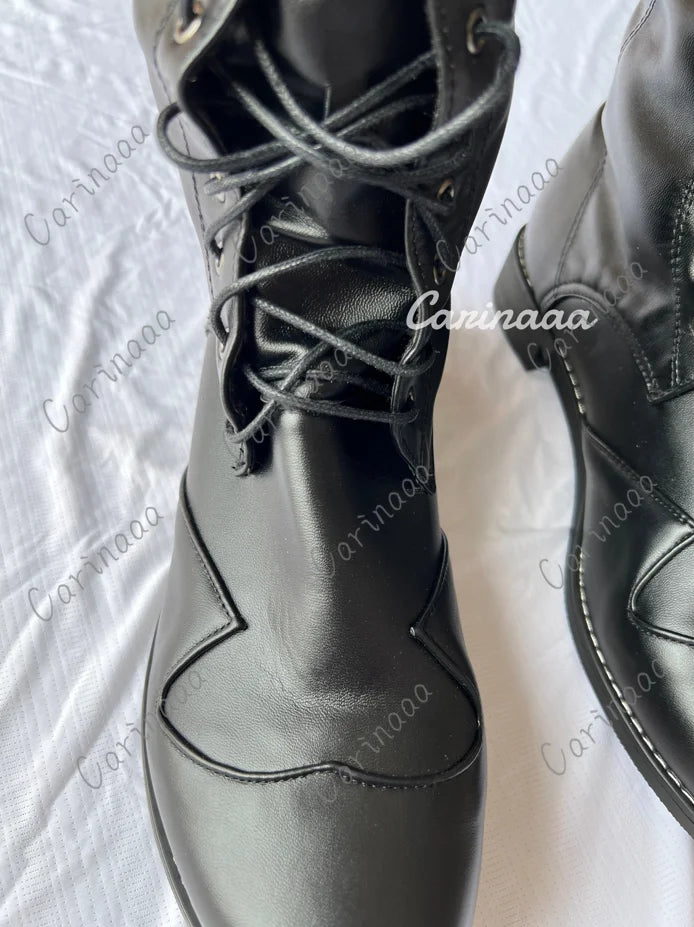 Medieval Steampunk Cosplay Boots Men Winter Larp Viking Pirate PU Leather Shoes Carnival Party Fancy Knight Boots