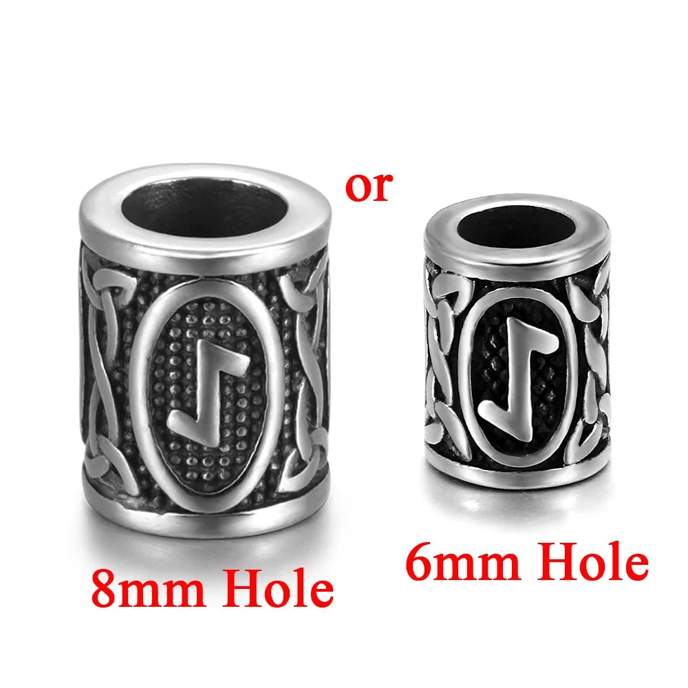 Stainless Steel Viking Rune Beads Hair Beard Lanyards Paracord Bead Jewelry Bracelet Components Jewellery Making DIY Accessories