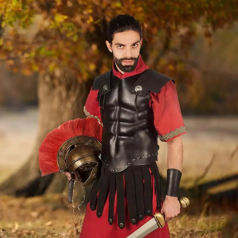 Viking Leather Skirt Halloween Costume Viking Medieval Skirt PU Leather Vintage Roman Gladiator Skirt Renaissance For Cosplay