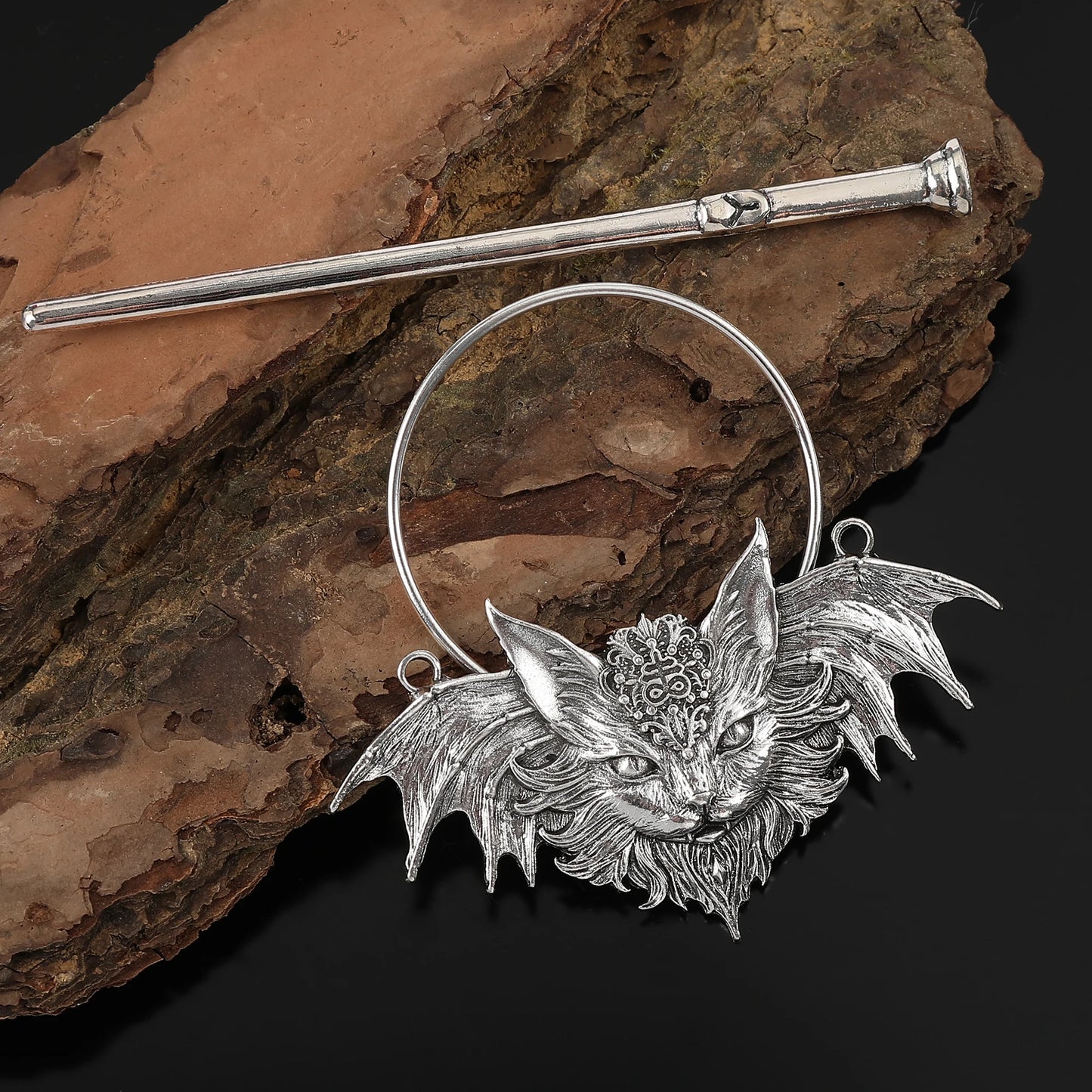 Retro Viking Gothic Bat Cat Hairpin Hair Accessory Witch Halloween Dress up Fashion Accessories Valentine's Day Mother's Day Birthday Gift