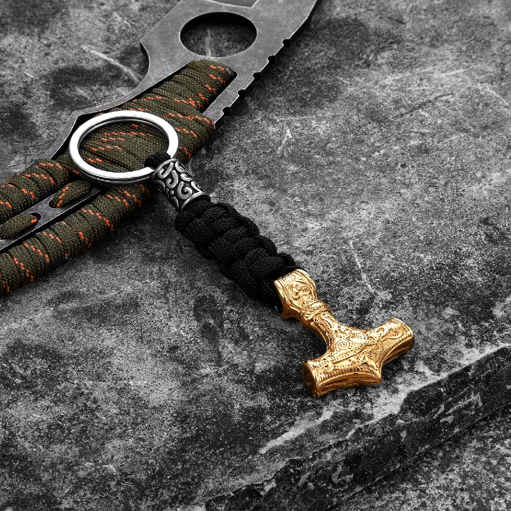 Vikings Thors Hammer Survival Rope Keychain