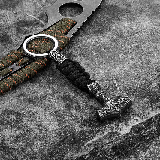 Vikings Thors Hammer Survival Rope Keychain