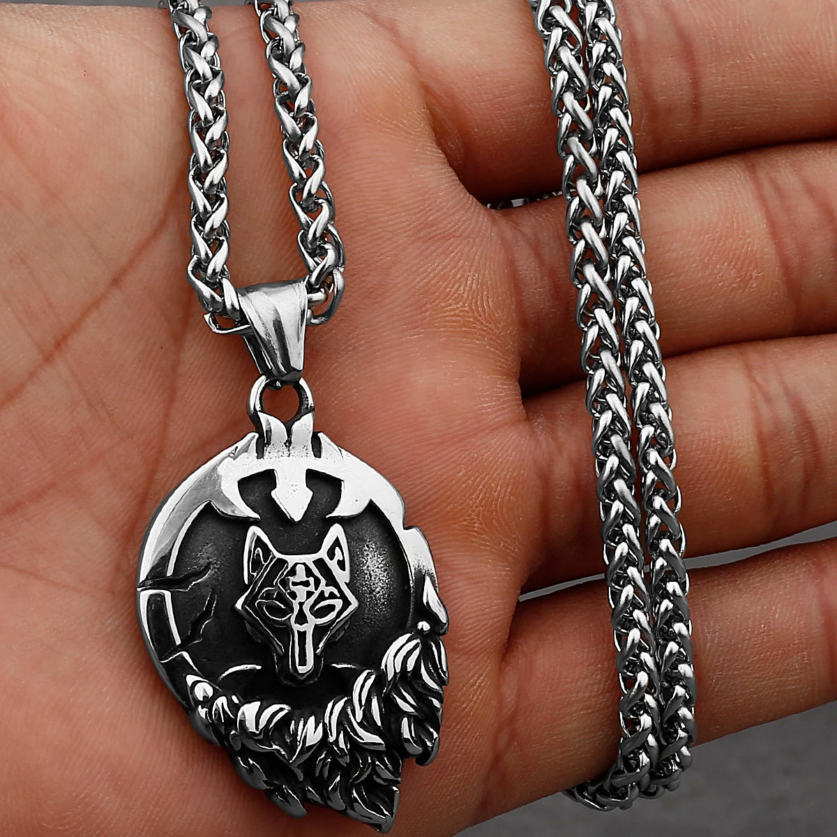 Viking Style Various Wolf Head Runes Original Stainless Steel Material Unisex Necklace Pendant Birthday Gift Factory Wholesale