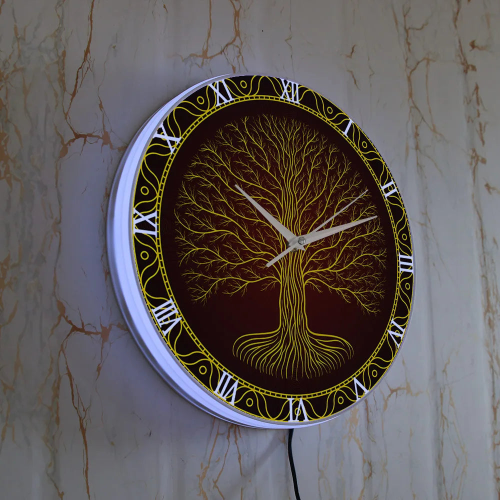 Tree Of Life Symbol LED Wall Clock With Backlight
