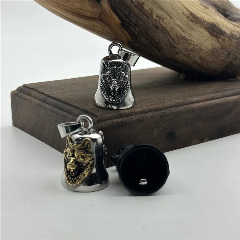 Vikings Wolf Necklace 316L Stainless Steel Jewelry Punk Biker Polishing Bell Man Pendant