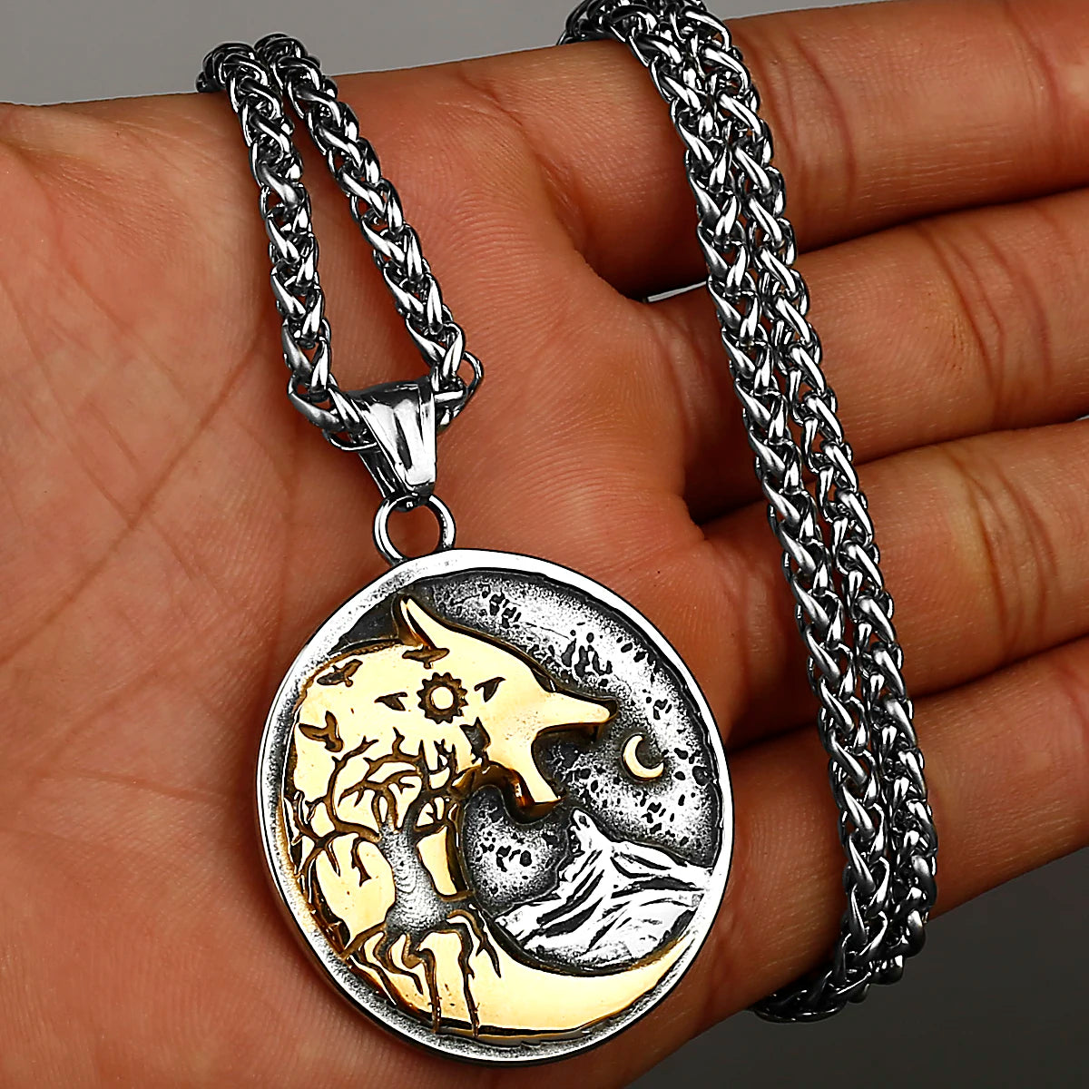 Viking Style Various Wolf Head Runes Original Stainless Steel Material Unisex Necklace Pendant Birthday Gift Factory Wholesale