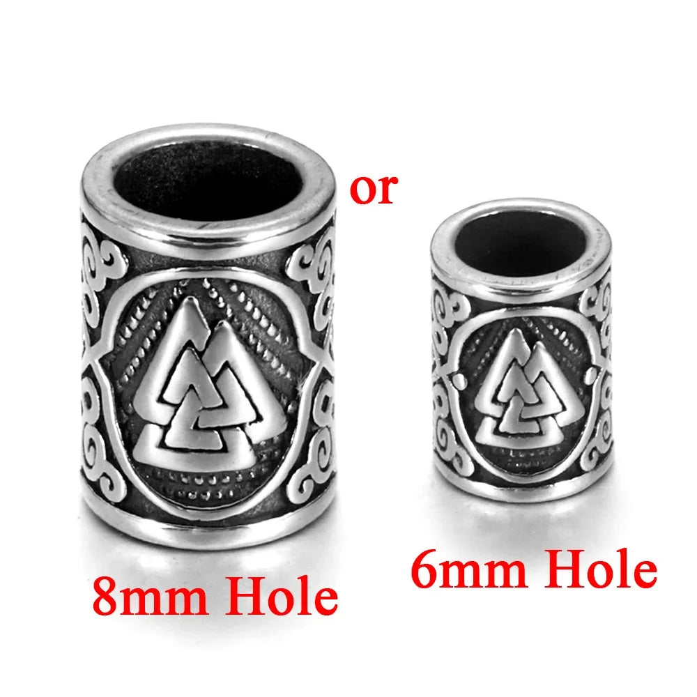Stainless Steel Viking Rune Beads Hair Beard Lanyards Paracord Bead Jewelry Bracelet Components Jewellery Making DIY Accessories