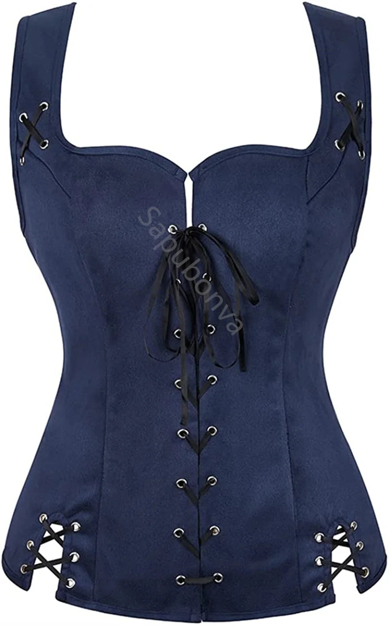 Sapubonva Pirate Renaissance Costumes for Women Steampunk Pirate Vest Viking Costume Bodice Vest Medieval Corset Halloween