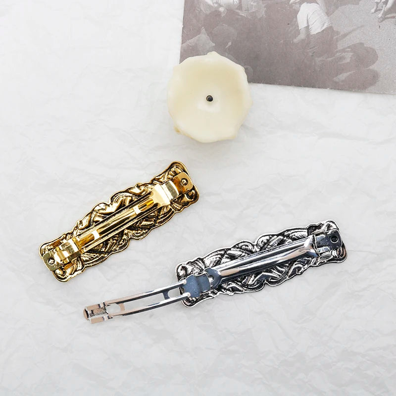 Viking Hairpin Nordic Celtics Knots Crown Vintage Metal Hair Barrettes Dragons Slide Hair Clip Women Hair Jewelry Accessorie