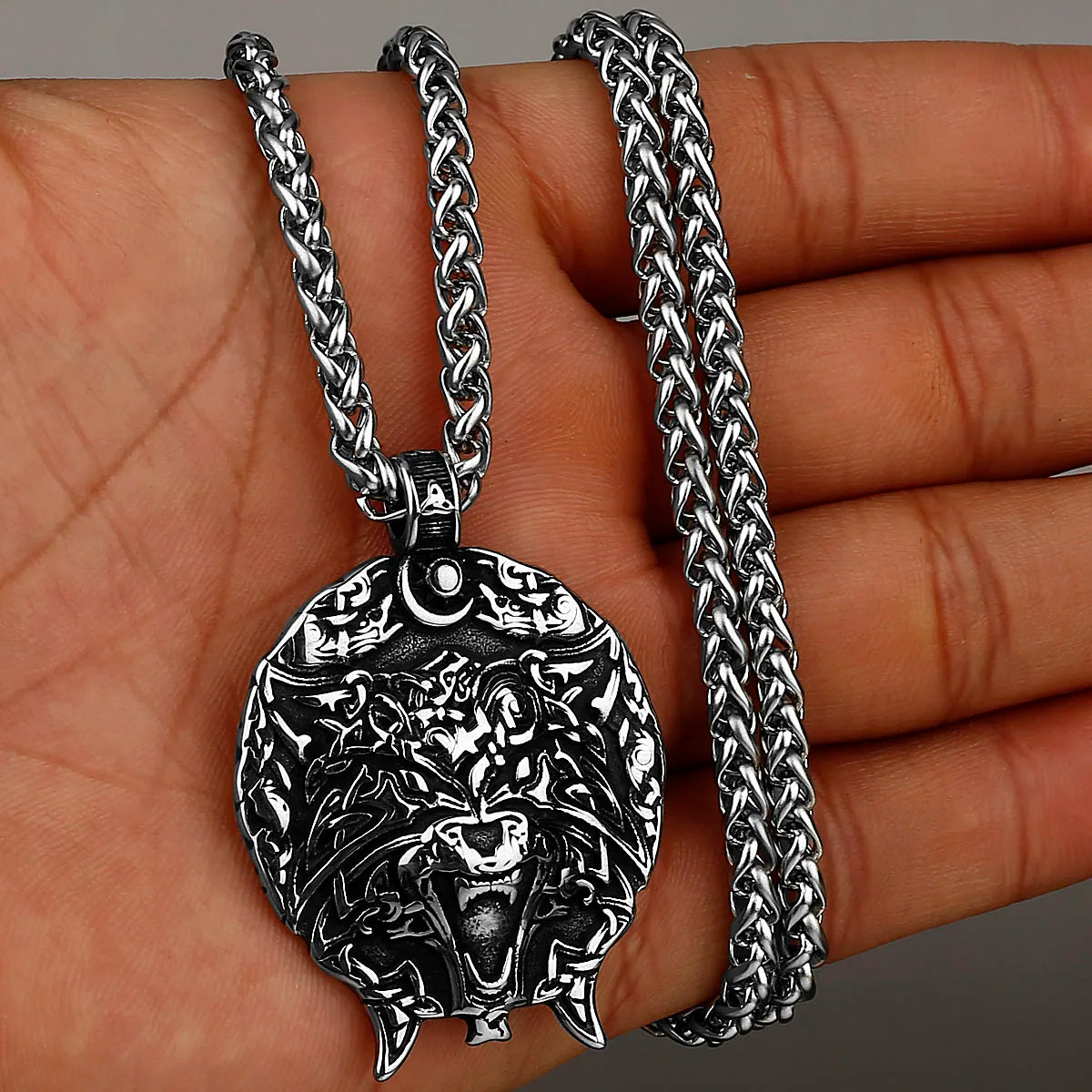 Viking Style Various Wolf Head Runes Original Stainless Steel Material Unisex Necklace Pendant Birthday Gift Factory Wholesale