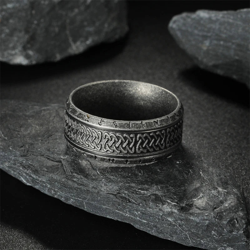 New Vintage Nordic Viking Rune Ring for Men Women Simple Stainless Steel Viking Odin Letter Ring Retro Amulet Jewelry Gifts