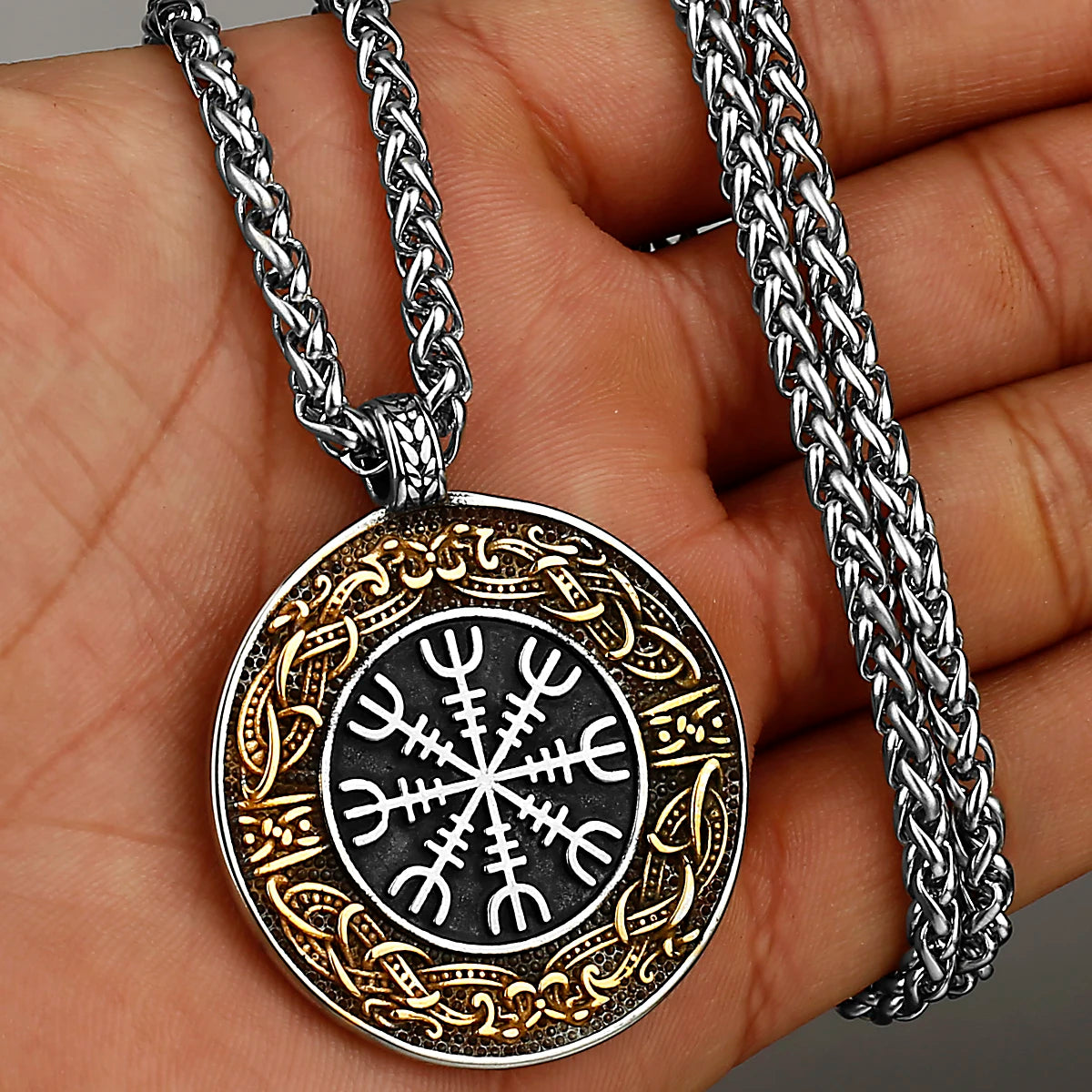 Gold Nordic compass arrow head
