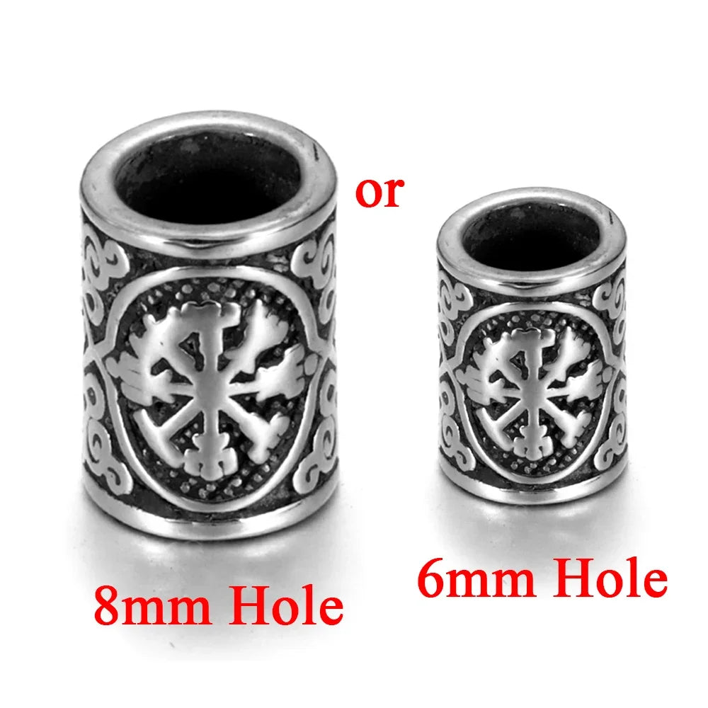 Stainless Steel Viking Rune Beads Hair Beard Lanyards Paracord Bead Jewelry Bracelet Components Jewellery Making DIY Accessories