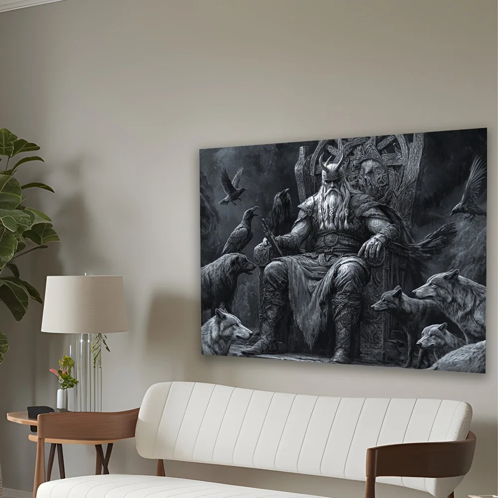 Viking Warrior Tapestry - Majestic Wall Hanging with Ravens and Wolves for Bedroom and Living Room Decor, Perfect Gift