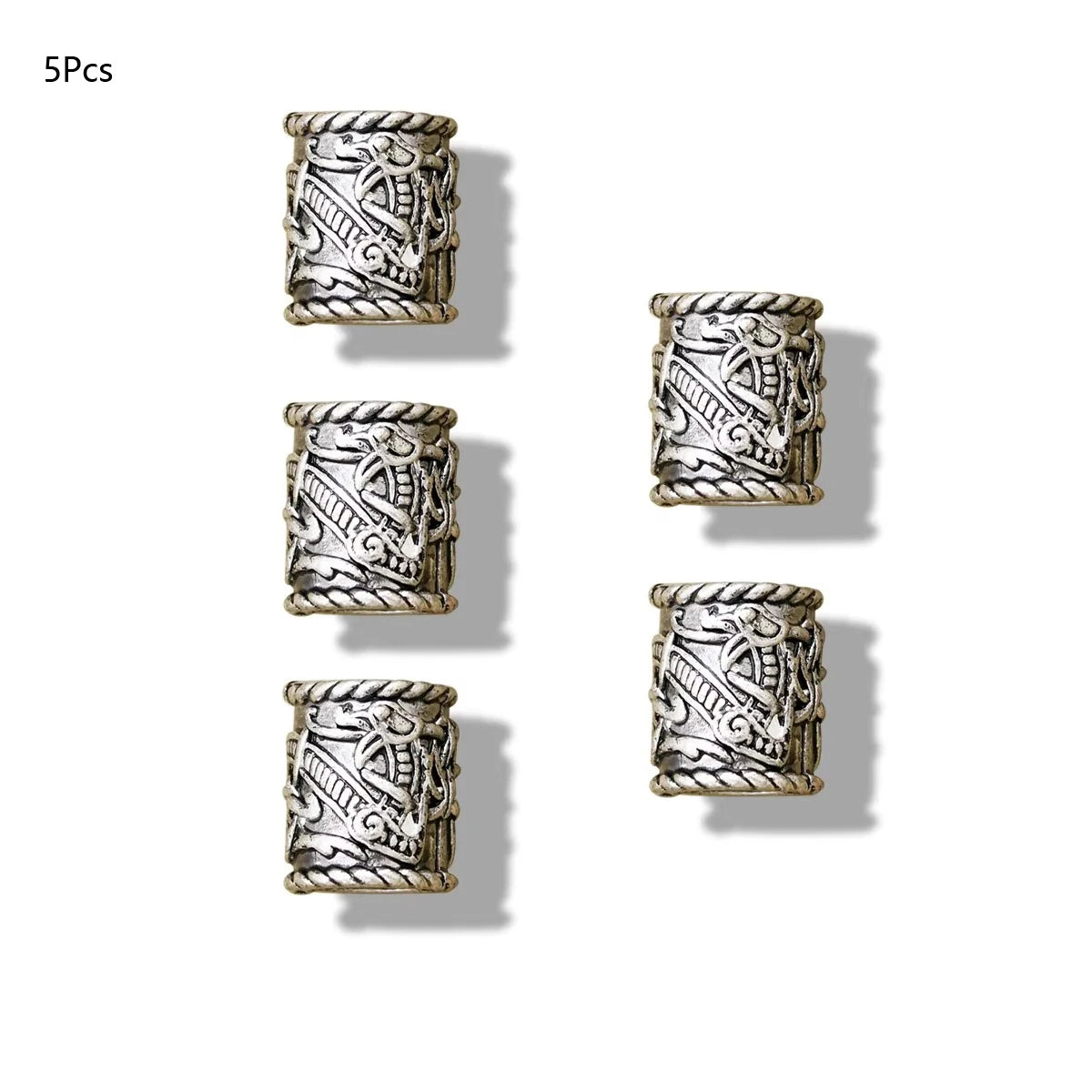 3x Norse Viking Pirate Hole Beard Bead Dreadlocks Ring Hair Braid Metal Tubes Clip Pin Dwarven Jewelry Headband Accessories