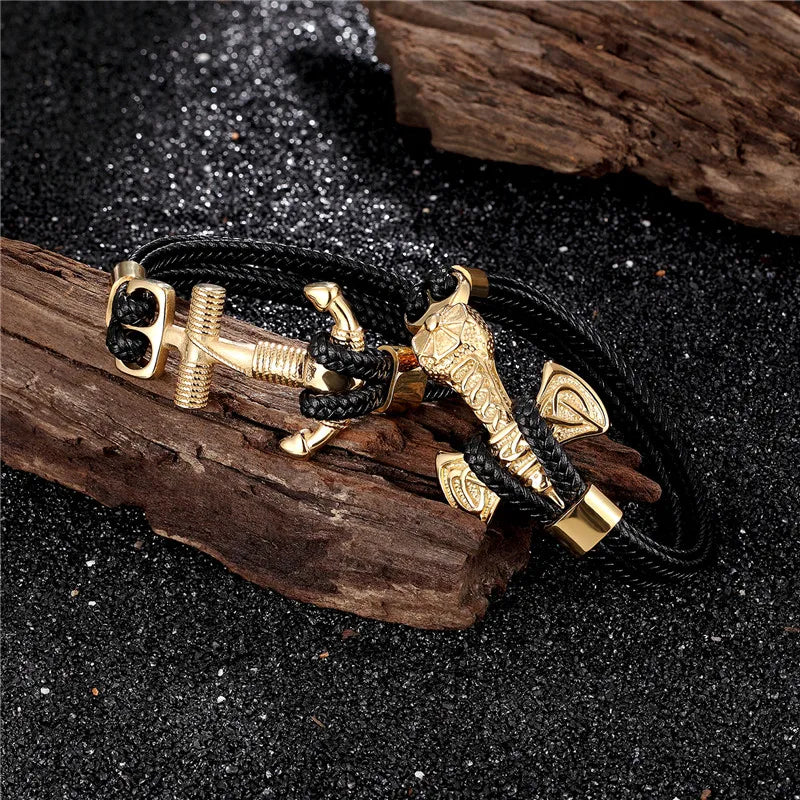 Stainless steel bracelet lion head Tor hammer
