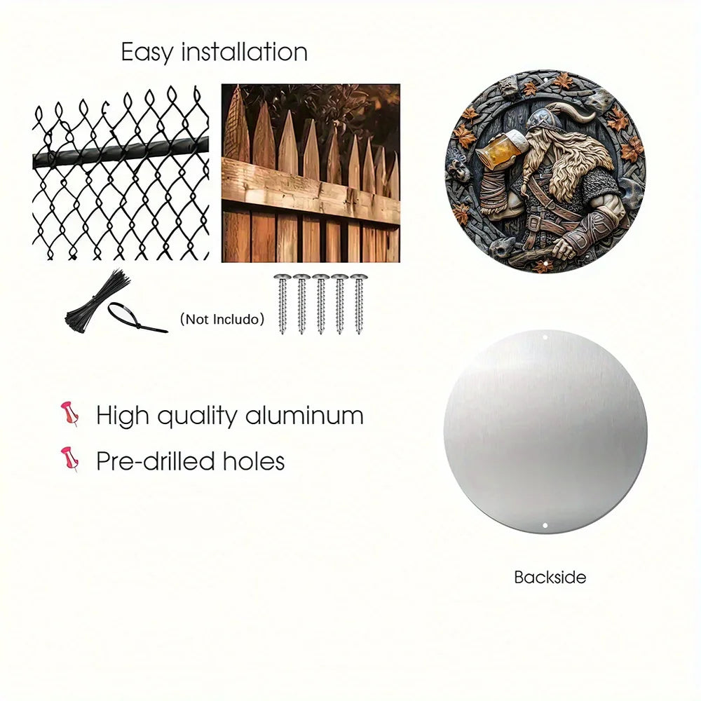 Viking Warrior 8X8" Aluminum Sign - Durable, 2D Effect Metal Wall Art For Home, Garden, Bedroom & Garage Decor - Perfect Gift Id