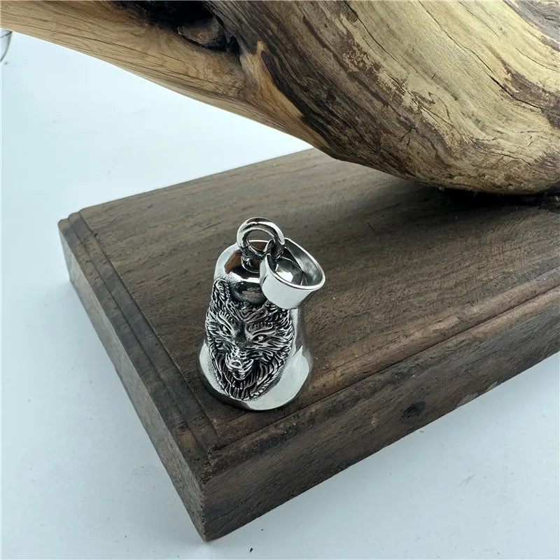 Vikings Wolf Necklace 316L Stainless Steel Jewelry Punk Biker Polishing Bell Man Pendant