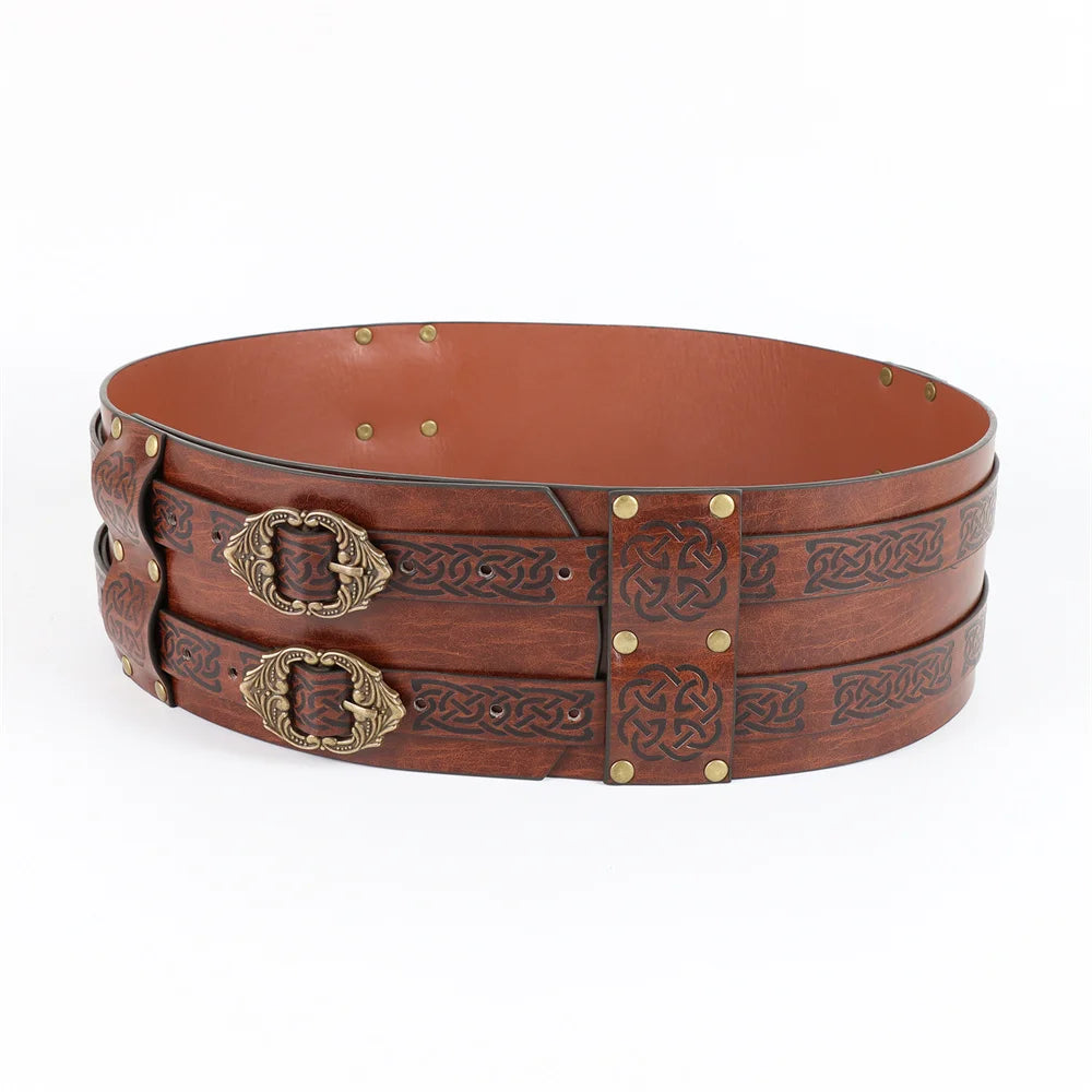 Medieval Viking Wide Belt  Halloween Medieval Faux Leather Armor Belt Knight Cosplay Corset Belt LARP Costume