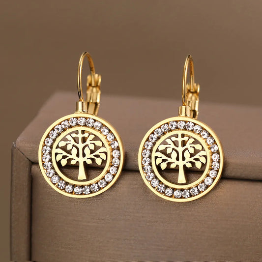 Gold tree of life earrings