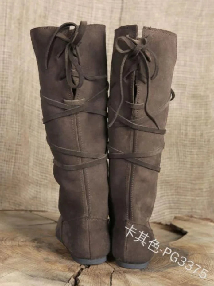 Medieval Viking Costume Retro Men Knight Boots Larp Shoes PU Leather Warrior Cosplay Fancy Carnival Party Anime Shoes Nordic