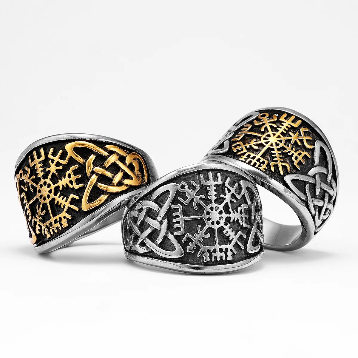 Viking Compass Celtic Knot Men Rings Stainless Steel Women Jewelry Vintage Punk Cool Stuff Fashion Accessories Gift Wholesale