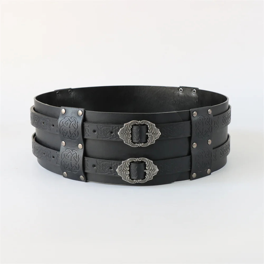 Medieval Viking Wide Belt  Halloween Medieval Faux Leather Armor Belt Knight Cosplay Corset Belt LARP Costume