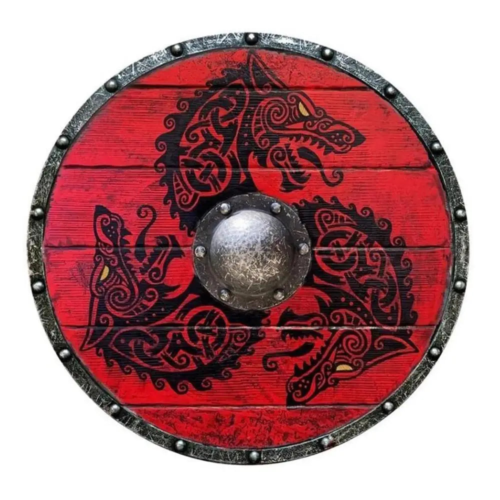 Unique Medieval Wood Sign Viking Wolf Warrior Handcrafted Battle Ready Shield Medieval Viking Warrior Shield Wall Hanging Decor