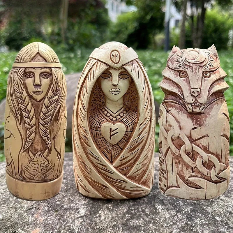 Freya Viking Goddess Statue Resin Sculpture Religious Angel Figurine Floor Mounted Nordic Altar Sculpture For Home Decor