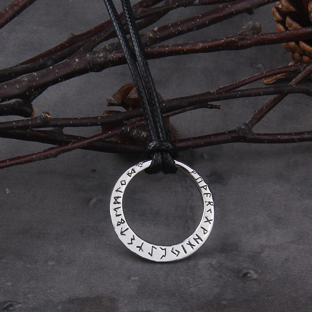 Vikings Circle Nordic Runes Necklaces Mens Amulet Vegvisir Pendant Stainless Steel cotton Chain Jewelry Gifts Wholesale with box