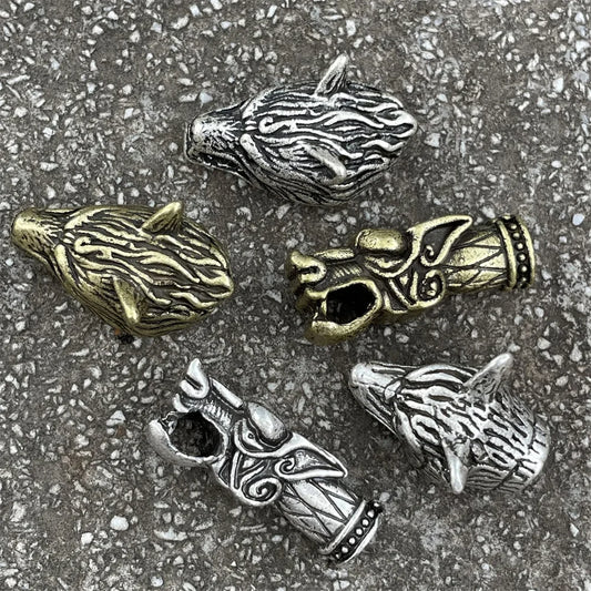 Viking Wolf Heads Beads Charms For Necklaces Bracelets Jewelry Making Diy Crafts Accessories