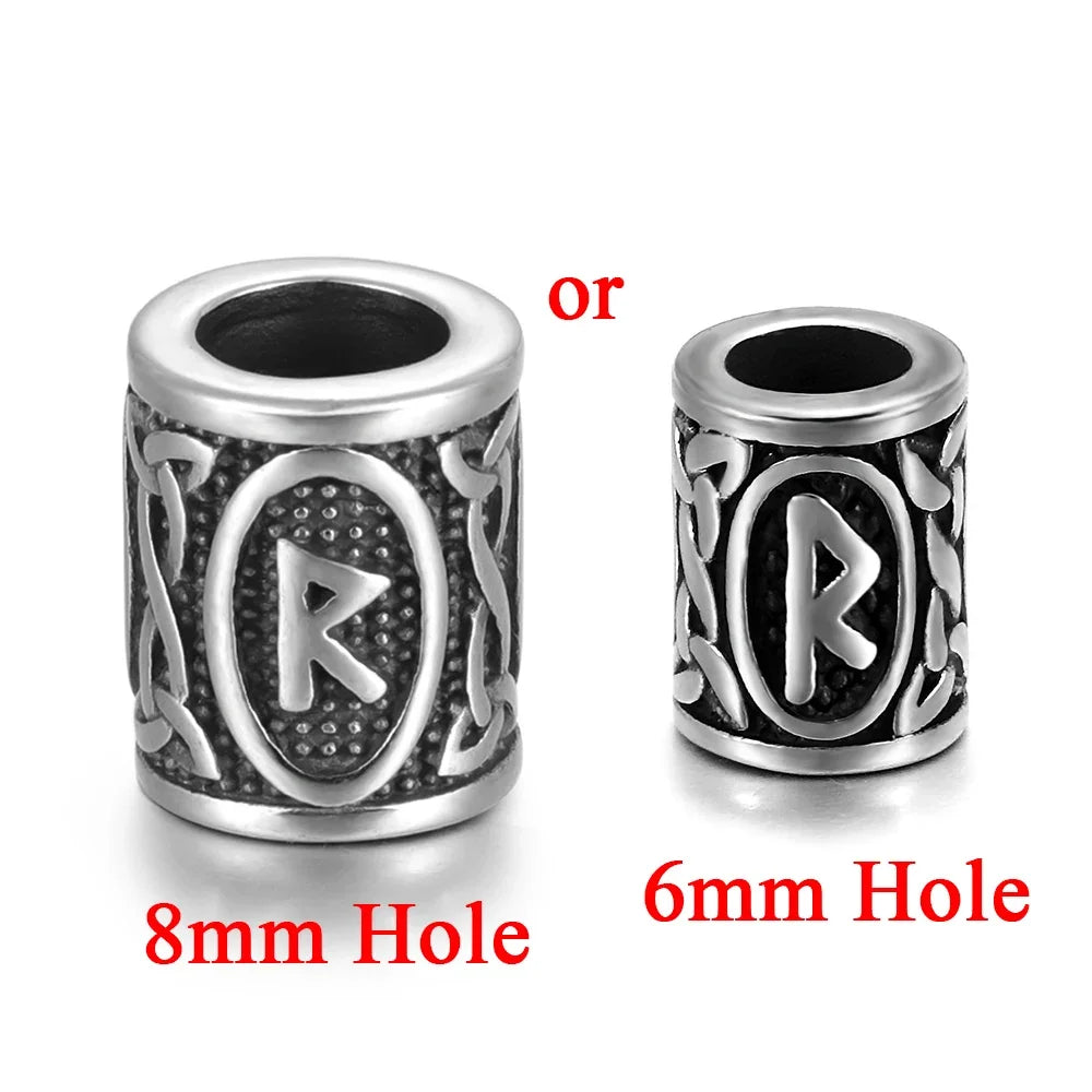 Stainless Steel Viking Rune Beads Hair Beard Lanyards Paracord Bead Jewelry Bracelet Components Jewellery Making DIY Accessories