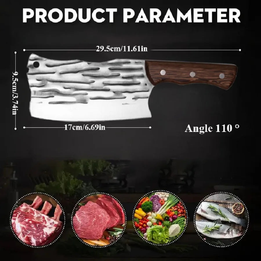 Meat Cleaver Butcher Knife for Meat Cutting Viking Knife for Vegetables, Kitchen Knife for Outdoor Thanksgiving Christmas Gift