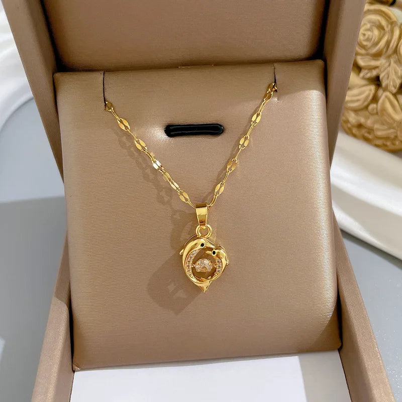 Three feather heart necklace