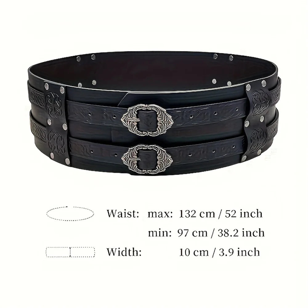 Medieval Viking Wide Belt  Halloween Medieval Faux Leather Armor Belt Knight Cosplay Corset Belt LARP Costume